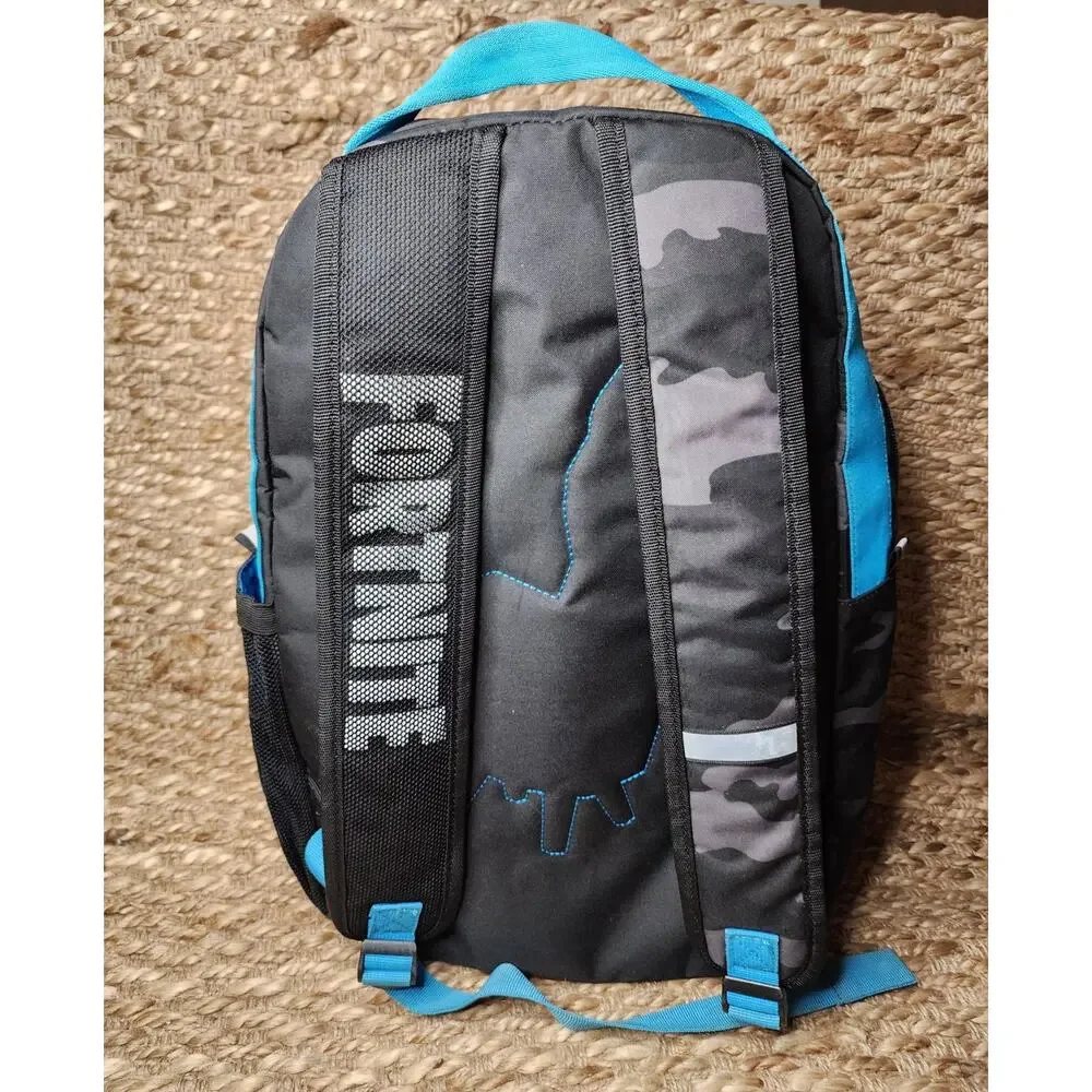 Fortnight Backpack Black And Blue Camo School Travel Vacation